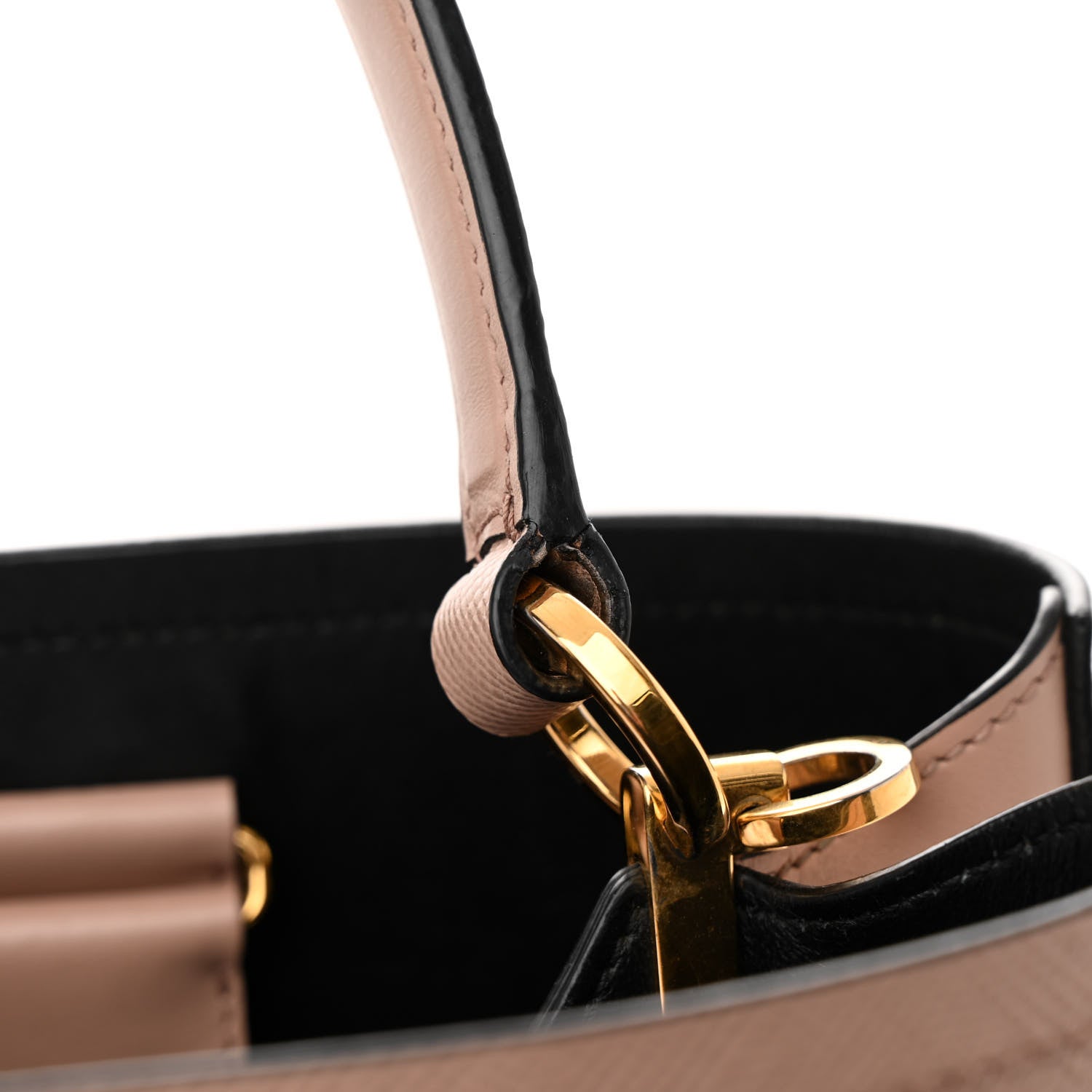 Prada Saffiano Cuir Medium Panier Bucket Bag Cipria Black 10 of 10