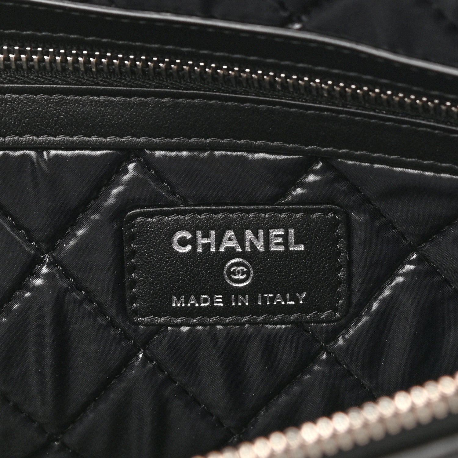 Chanel Striped Canvas Medium Deauville Cosmetic Pouch Grey Black 6 of 8