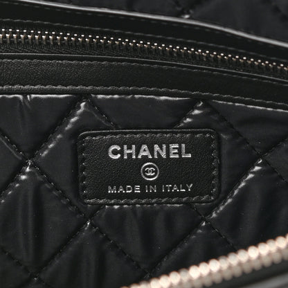 Chanel Striped Canvas Medium Deauville Cosmetic Pouch Grey Black 6 of 8