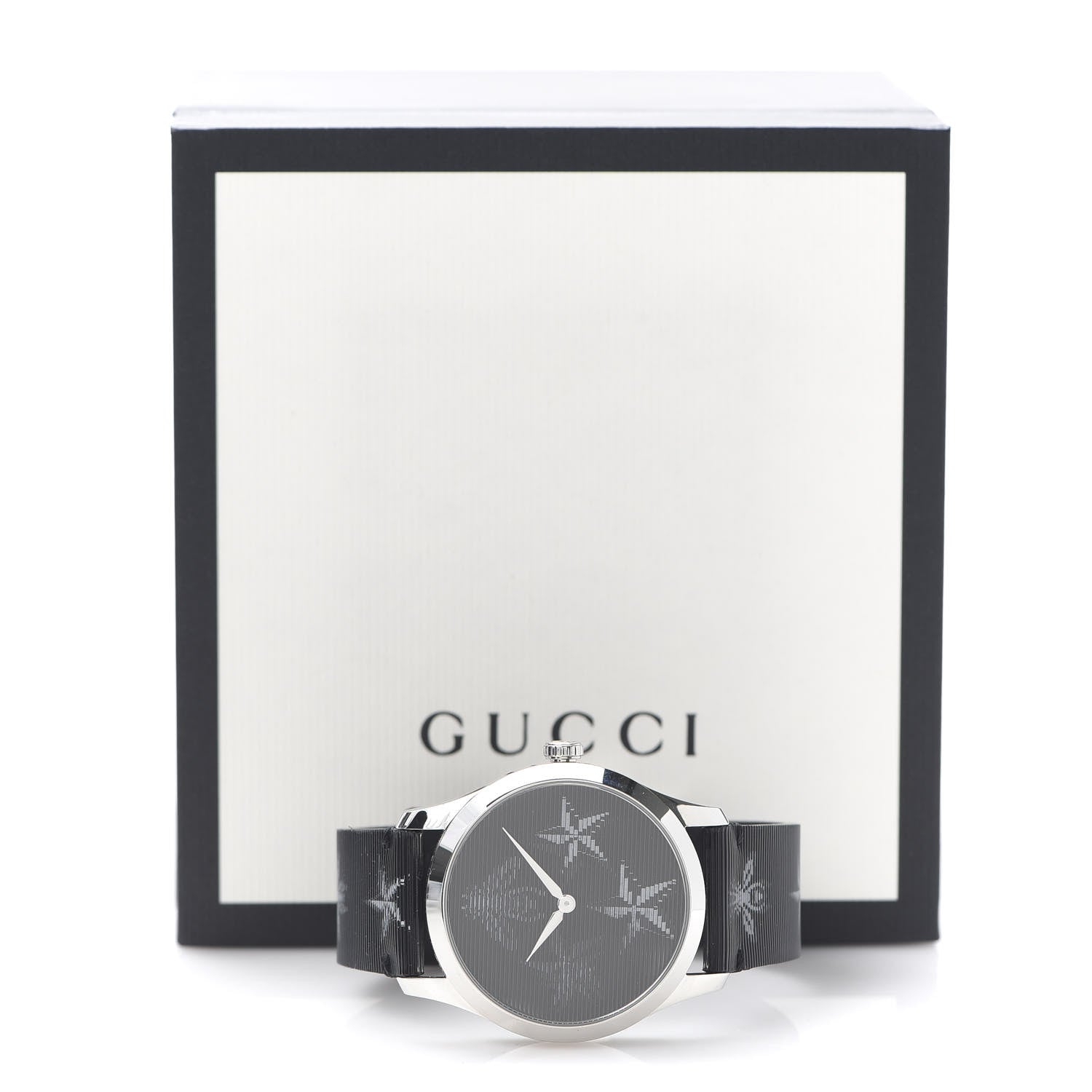 Gucci Stainless Steel Calfskin 38mm G-Timeless Bee Star Hologram Quartz Watch Black 6 of 6