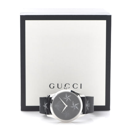 Gucci Stainless Steel Calfskin 38mm G-Timeless Bee Star Hologram Quartz Watch Black 6 of 6