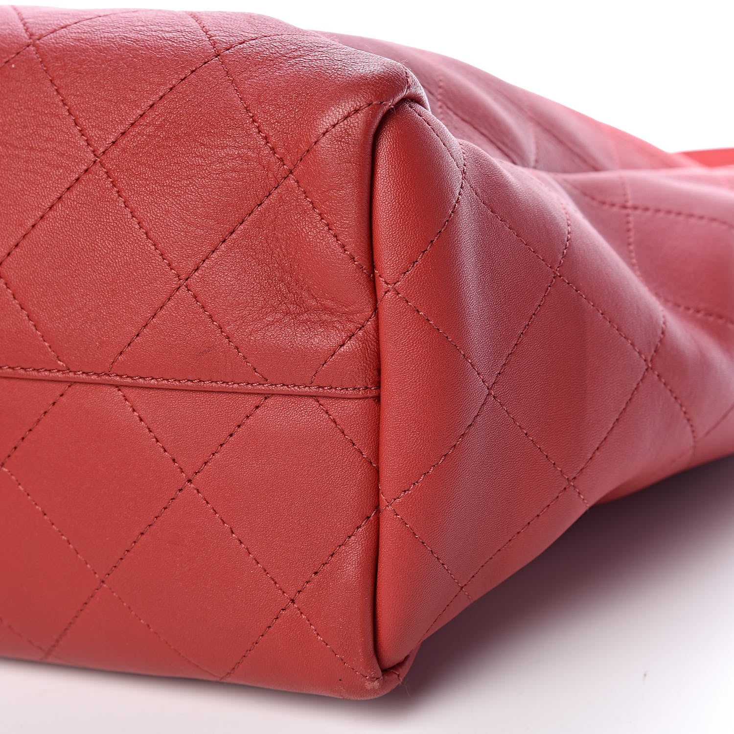 Chanel Lambskin Stitched Large Shopping Tote Red 19 of 19