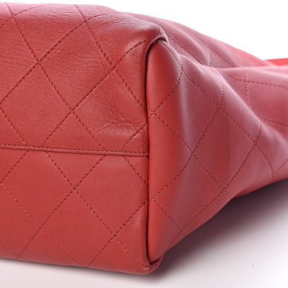 Chanel Lambskin Stitched Large Shopping Tote Red 19 of 19