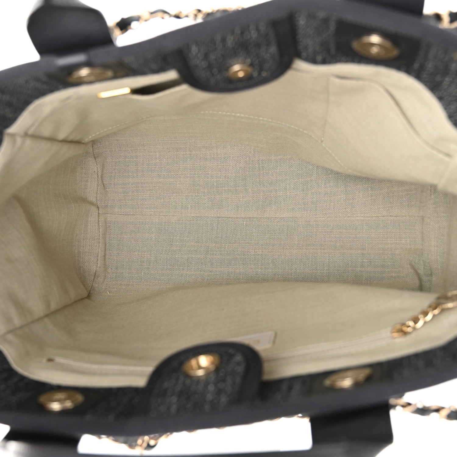 Chanel Denim Small Deauville Tote Dark Blue White 6 of 12