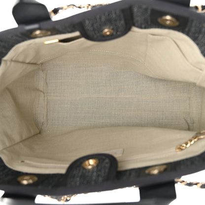 Chanel Denim Small Deauville Tote Dark Blue White 6 of 12