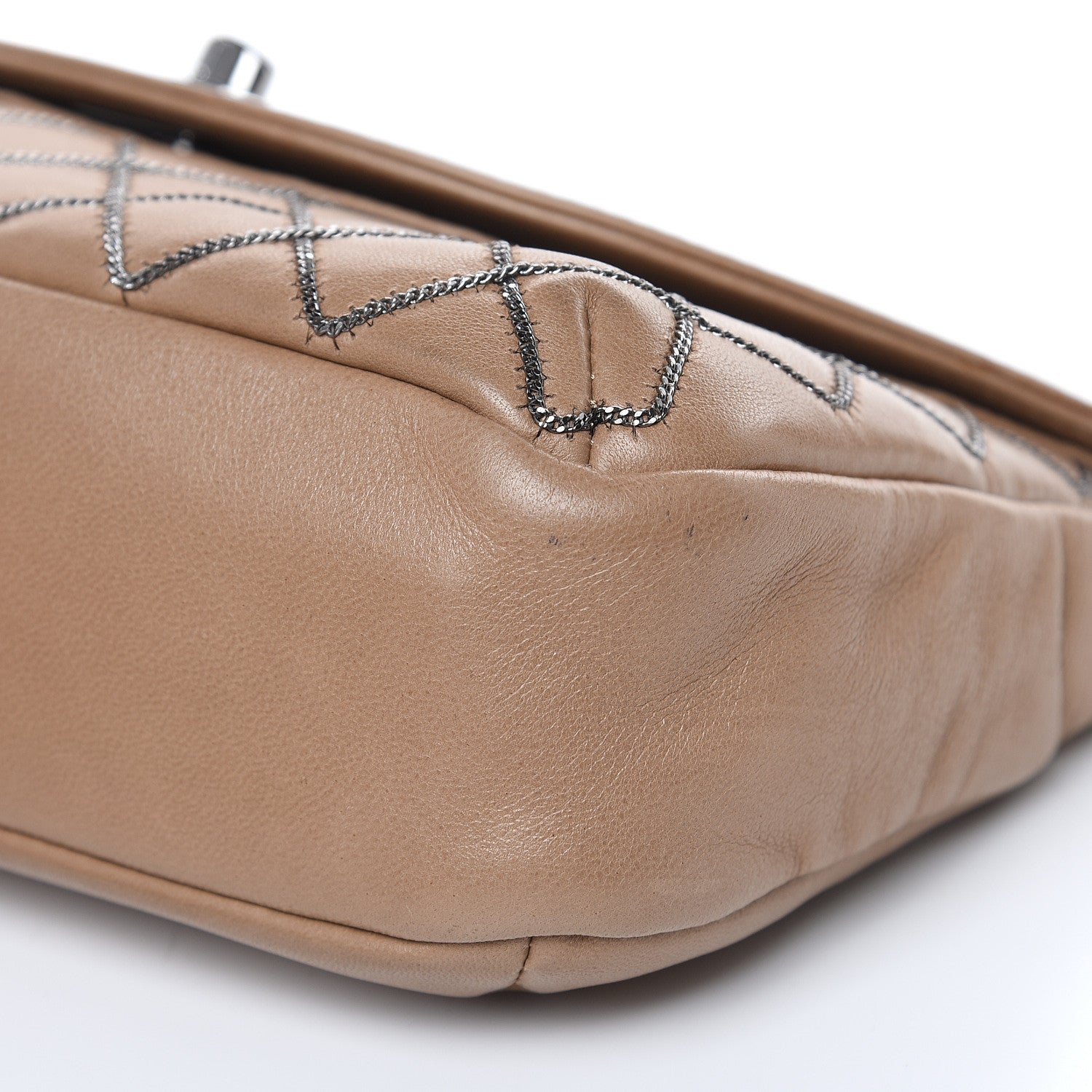 Chanel Lambskin Chain Stitch Clutch Dark Beige 9 of 18