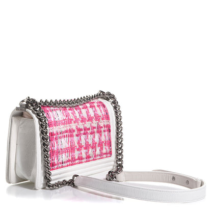 Chanel Patent Tweed Medium Boy Flap White 3 of 8
