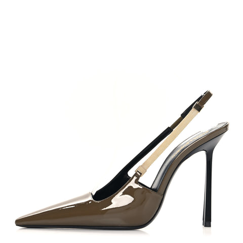 Patent Calfskin Blake 110 Slingback Pumps 40 Amber Green