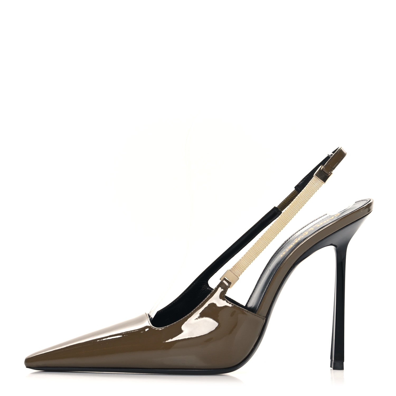 Saint Laurent Patent Calfskin Blake 110 Slingback Pumps 40 Amber Green 1 of 8
