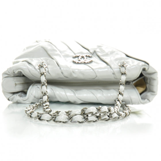 Leather Twisted Medium Tote Light Gray