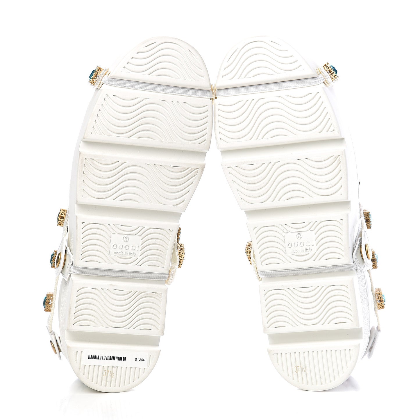 Calfskin Removable Crystals Bee Embroidered Ace Platform Sneakers 37.5 White