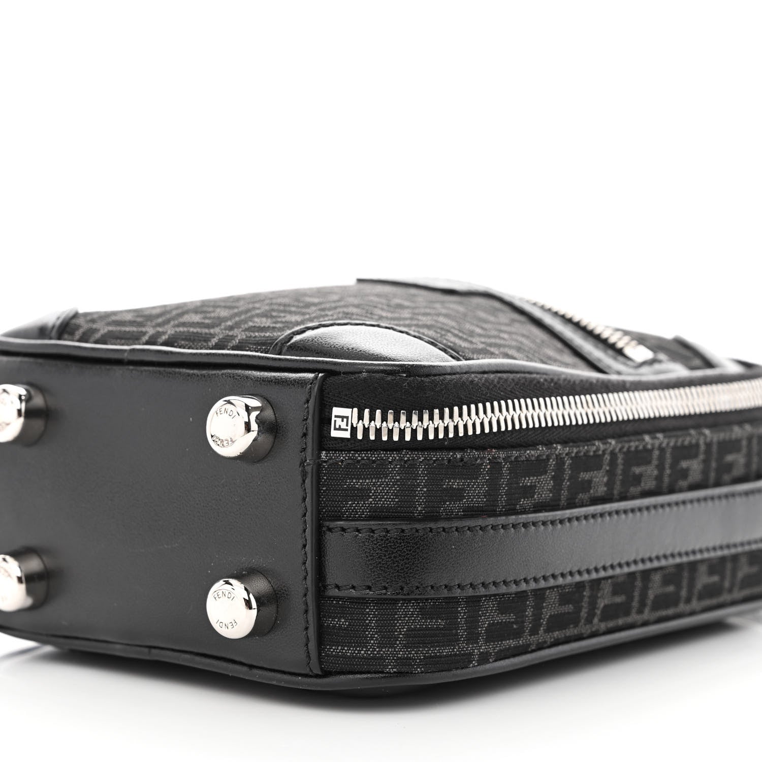 Fendi Recycled Fabric Jacquard Vitello Astro Micro FF Mini Trolley Bag Asfalto Black 10 of 10