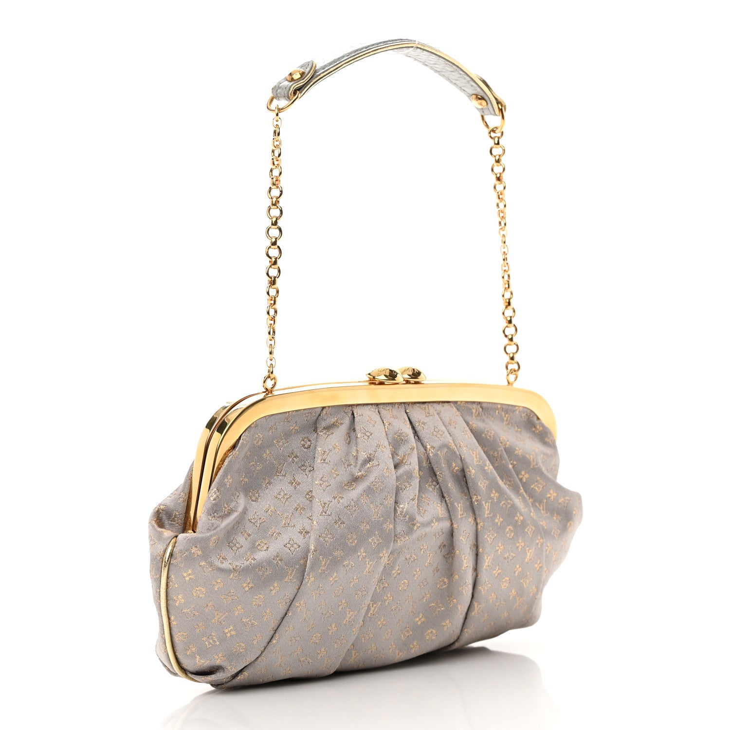 Louis Vuitton Satin Monogram Aumoniere Clutch Silver 3 of 12