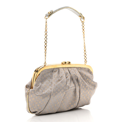 Louis Vuitton Satin Monogram Aumoniere Clutch Silver 3 of 12