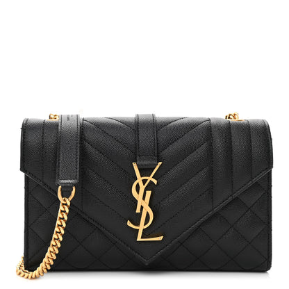 Saint Laurent Grain De Poudre Textured Mixed Matelasse Triquilt Small Monogram Satchel Black 1 of 10