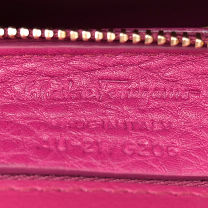 Salvatore Ferragamo Grained Calfskin Linda Top Handle Satchel Sangria 7 of 19