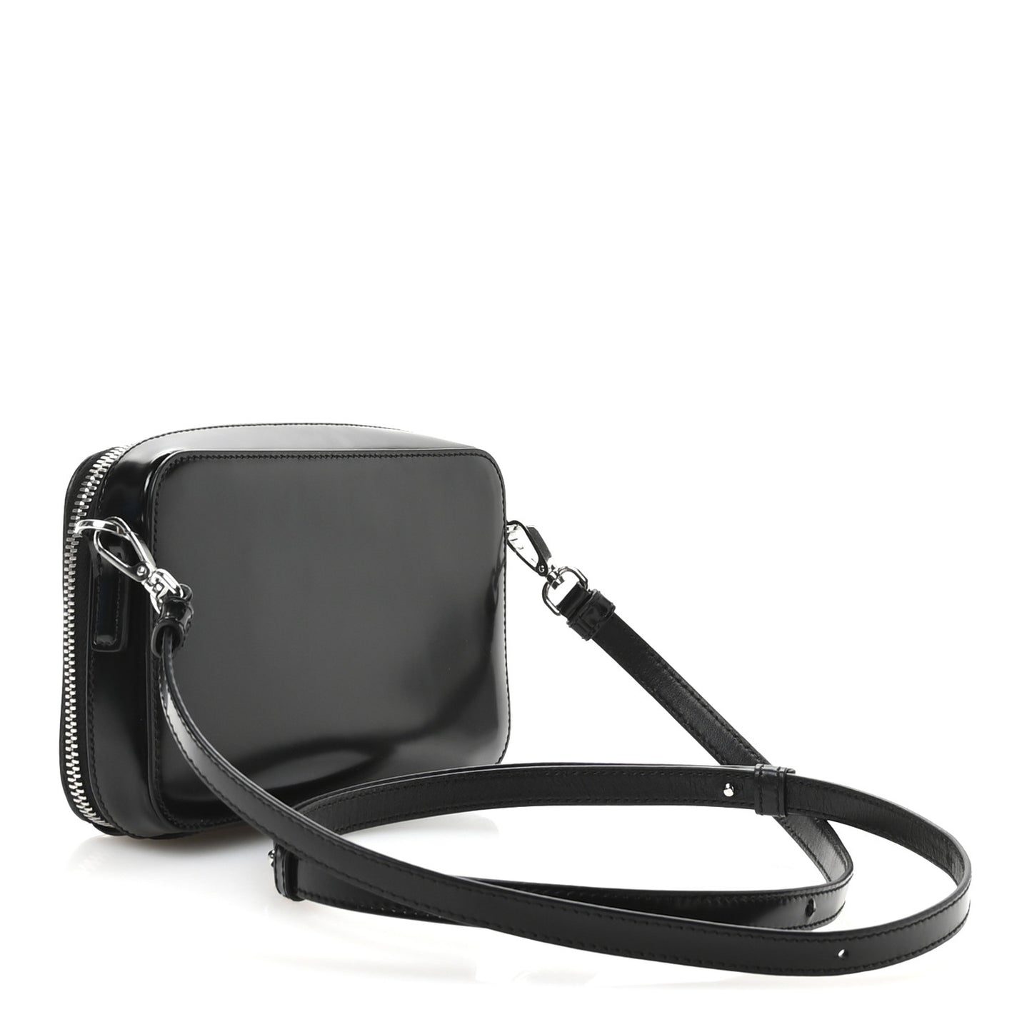 Spazzolato Metal Triangle Logo Mini Pouch Shoulder Bag Black