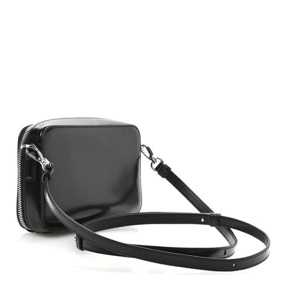 Prada Spazzolato Metal Triangle Logo Mini Pouch Shoulder Bag Black 3 of 9