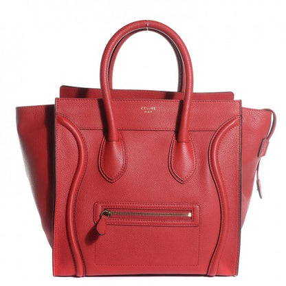 Celine Drummed Calfskin Mini Luggage Coquelicot 1 of 16