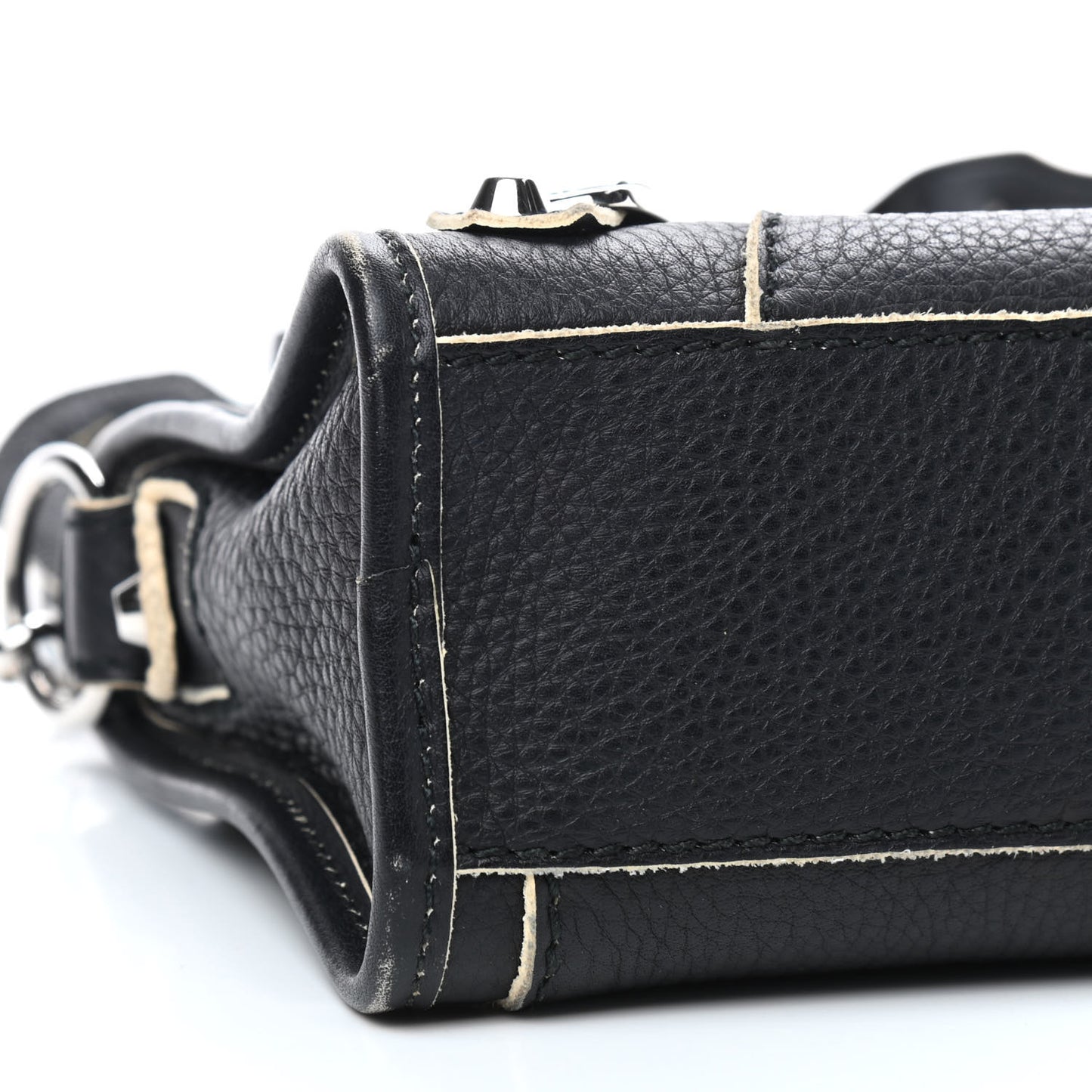 Supple Grained Calfskin Classic Silver Hardware Highlight Mini City Black