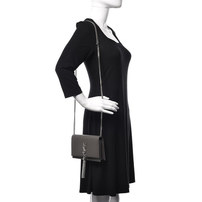 Saint Laurent Grain De Poudre Small Classic Monogram Kate Tassel Chain Wallet Gray 2 of 8