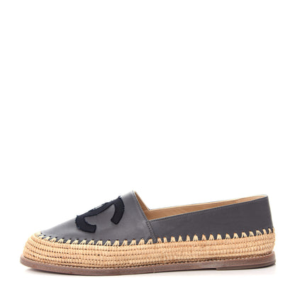 Chanel Lambskin Grosgrain CC Espadrilles 39 Grey Black 1 of 11