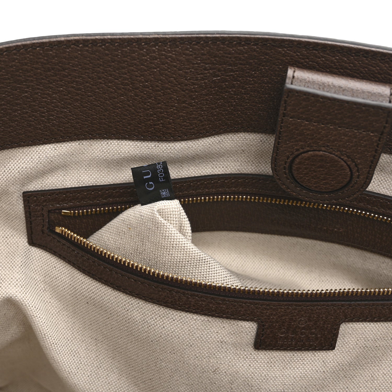 Gucci Monogram Jumbo GG Textured Dollar Calfskin Web Medium Ophidia Shopping Tote Camel Ebony 8 of 11