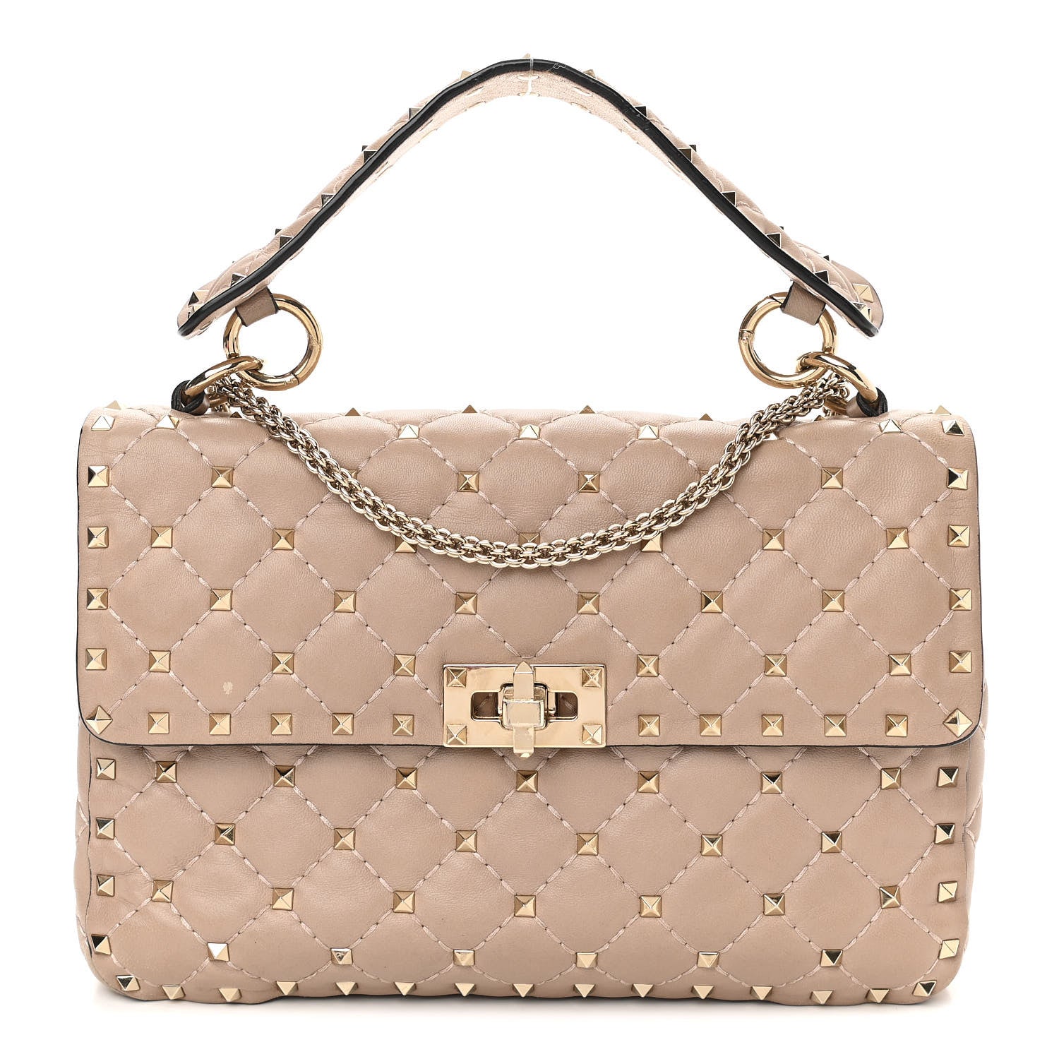 Valentino Garavani Lambskin Medium Rockstud Spike Shoulder Bag Poudre 1 of 12
