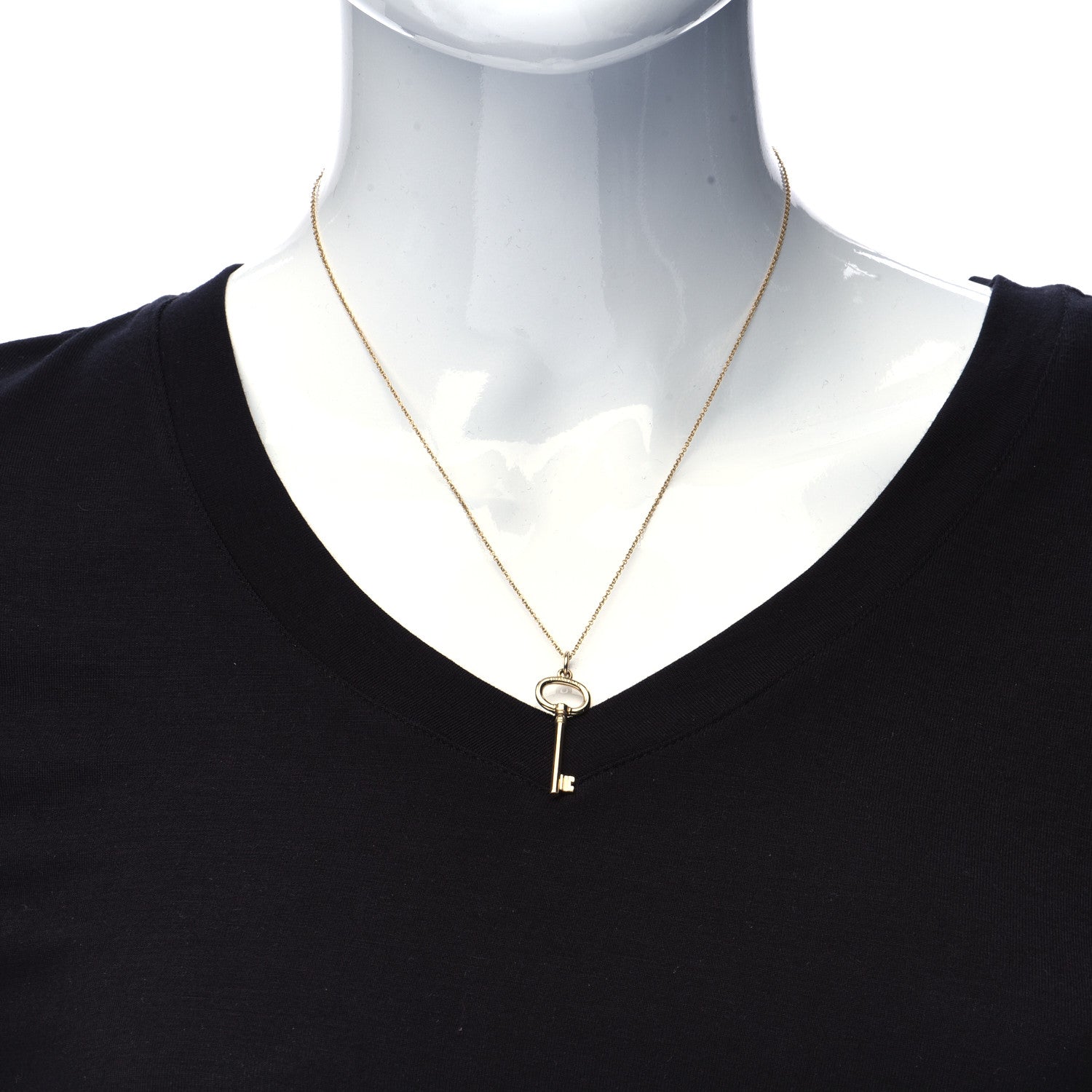 Tiffany 18K Yellow Gold Small Oval Key Pendant Necklace 2 of 7