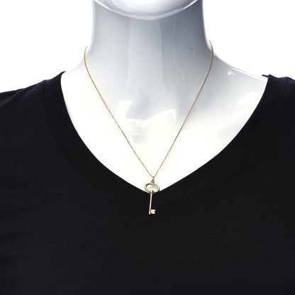 Tiffany 18K Yellow Gold Small Oval Key Pendant Necklace 2 of 7