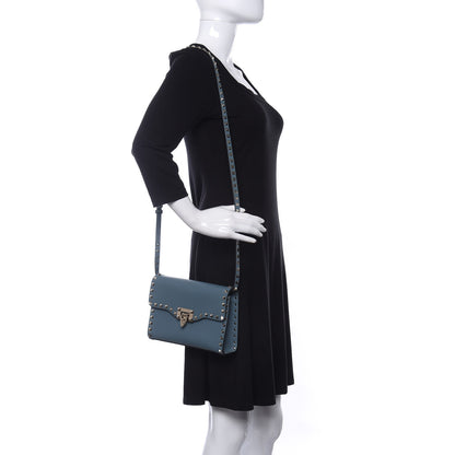 Valentino Garavani Vitello Rockstud Flip Lock Crossbody Bag Light Blue 2 of 11