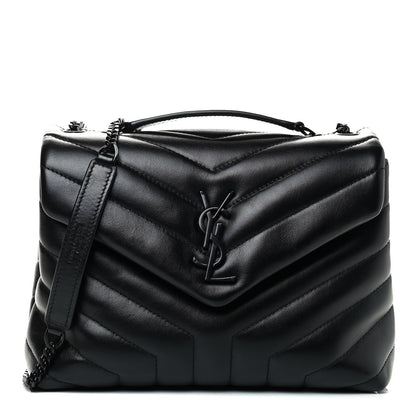 Saint Laurent Calfskin Y Quilted Monogram Small Loulou Chain Satchel Black 1 of 4