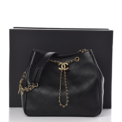 Chanel Calfskin Stitched Egyptian Amulet Drawstring Bag Black 13 of 13