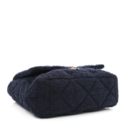 Chanel Tweed Quilted Maxi Chanel 19 Flap Navy 4 of 10