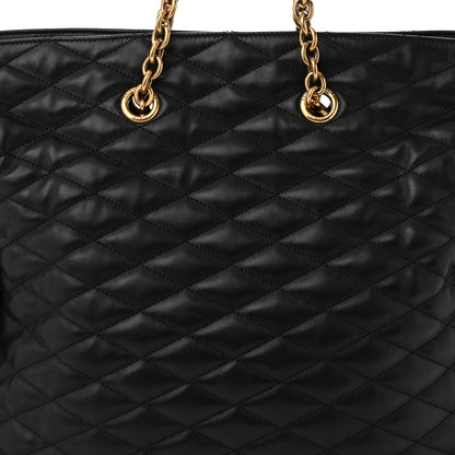 Saint Laurent Lambskin Quilted Pochon Drawstring Tote Bag Black 8 of 11