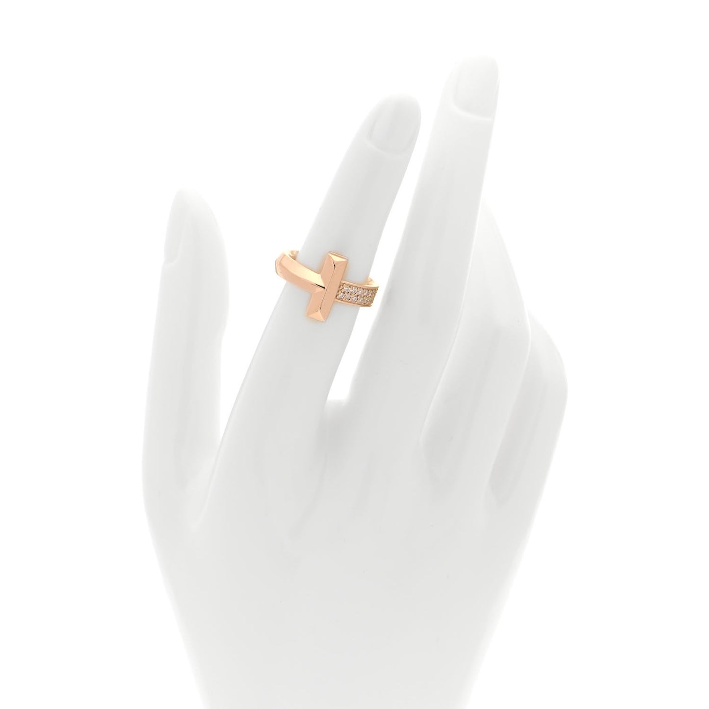 18K Rose Gold Diamond T T1 Ring 50 5.5