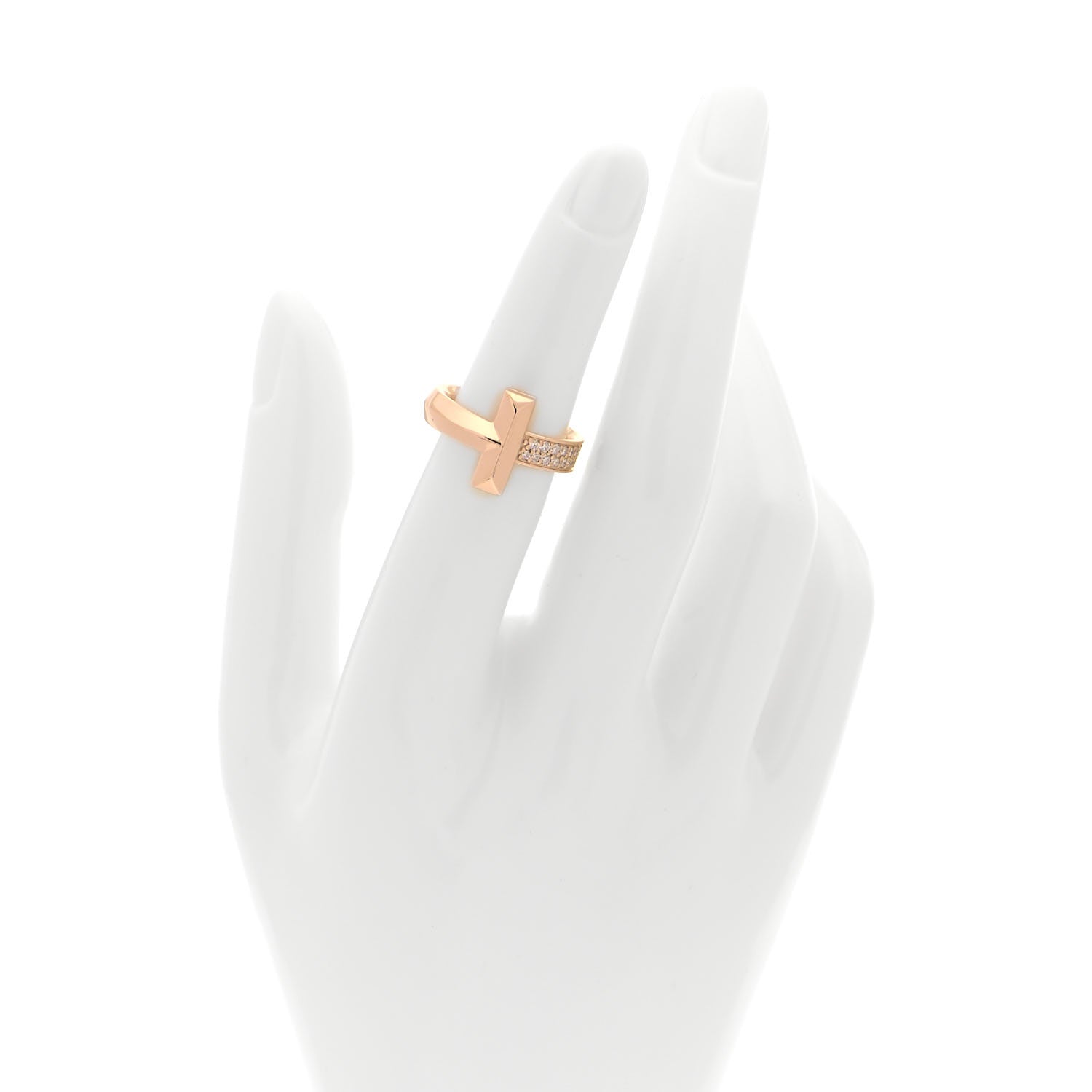 Tiffany 18K Rose Gold Diamond T T1 Ring 50 5.5 2 of 5
