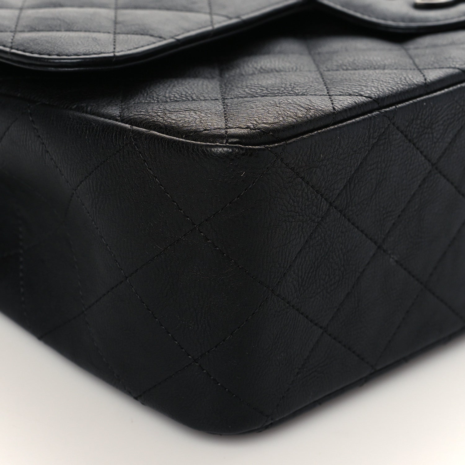 Chanel Crumpled Calfskin Quilted Jumbo Double Flap So Black 8 of 9