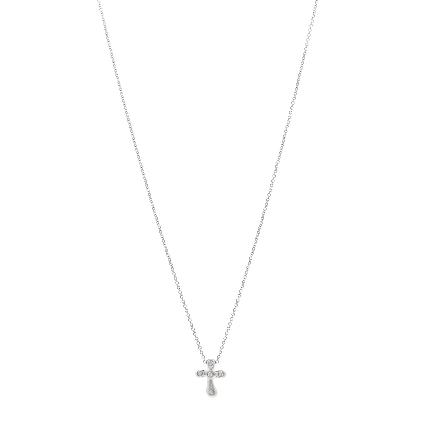 Platinum Diamond 9mm Elsa Peretti Cross Pendant Necklace