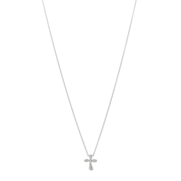 Tiffany Platinum Diamond 9mm Elsa Peretti Cross Pendant Necklace