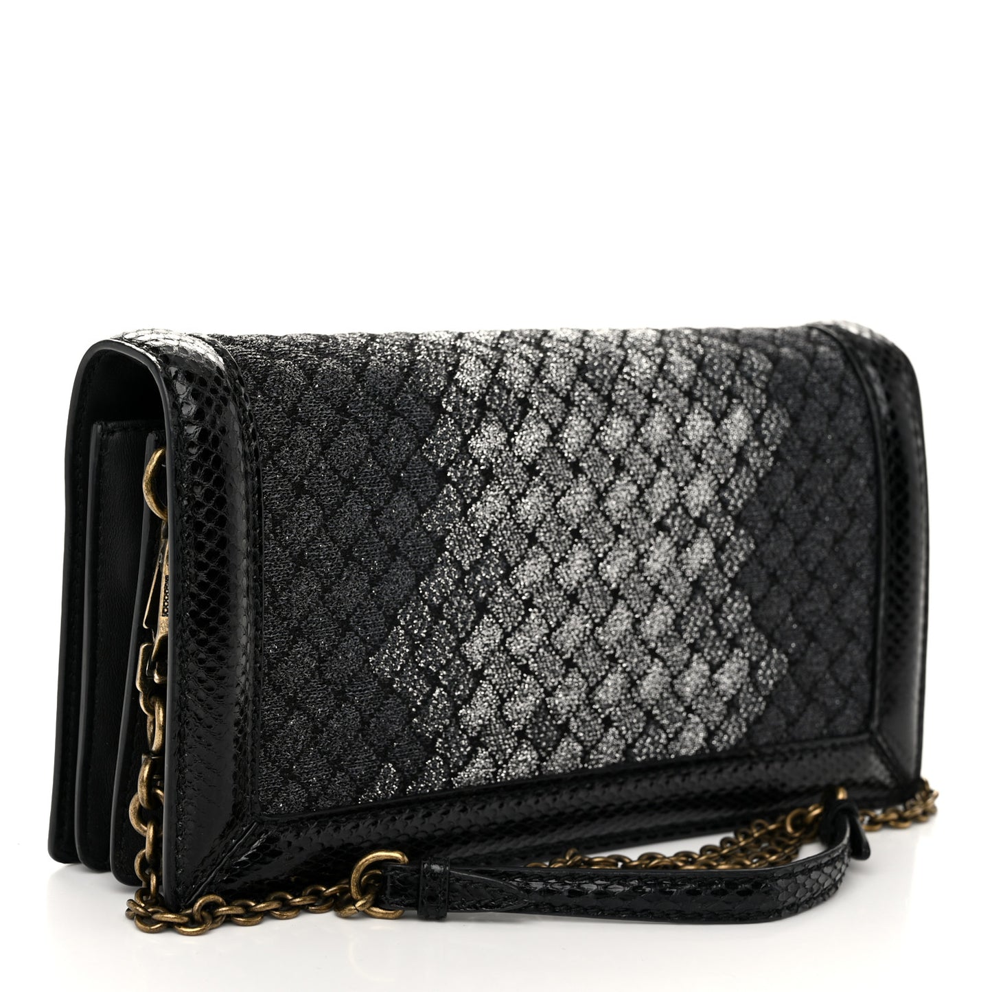 Metallic Wool Woven Patent Ayers Olimpia Knot Silver Black