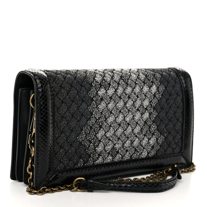 Bottega Veneta Metallic Wool Woven Patent Ayers Olimpia Knot Silver Black 3 of 10