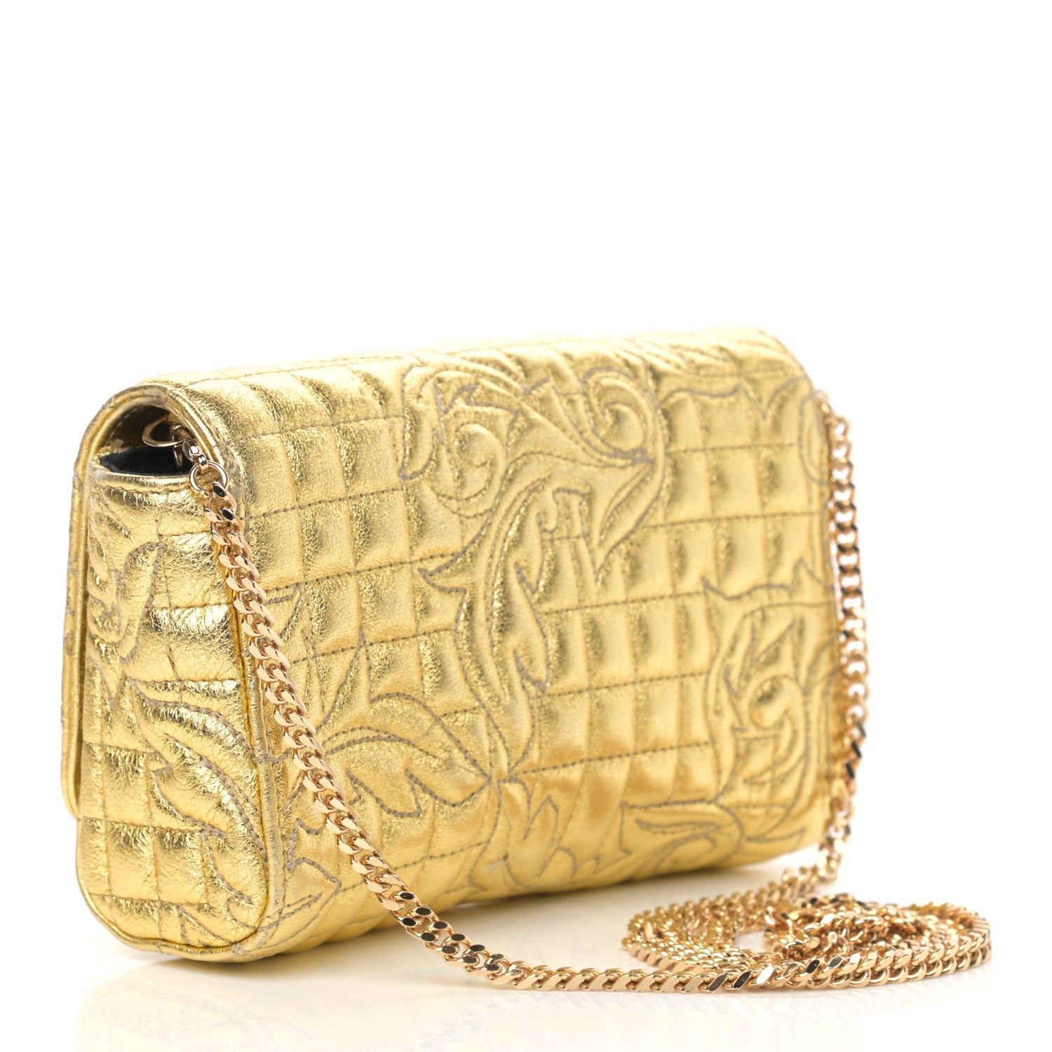 Versace Metallic Nappa Barocco Quilted Medusa Chain Crossbody Gold 3 of 22