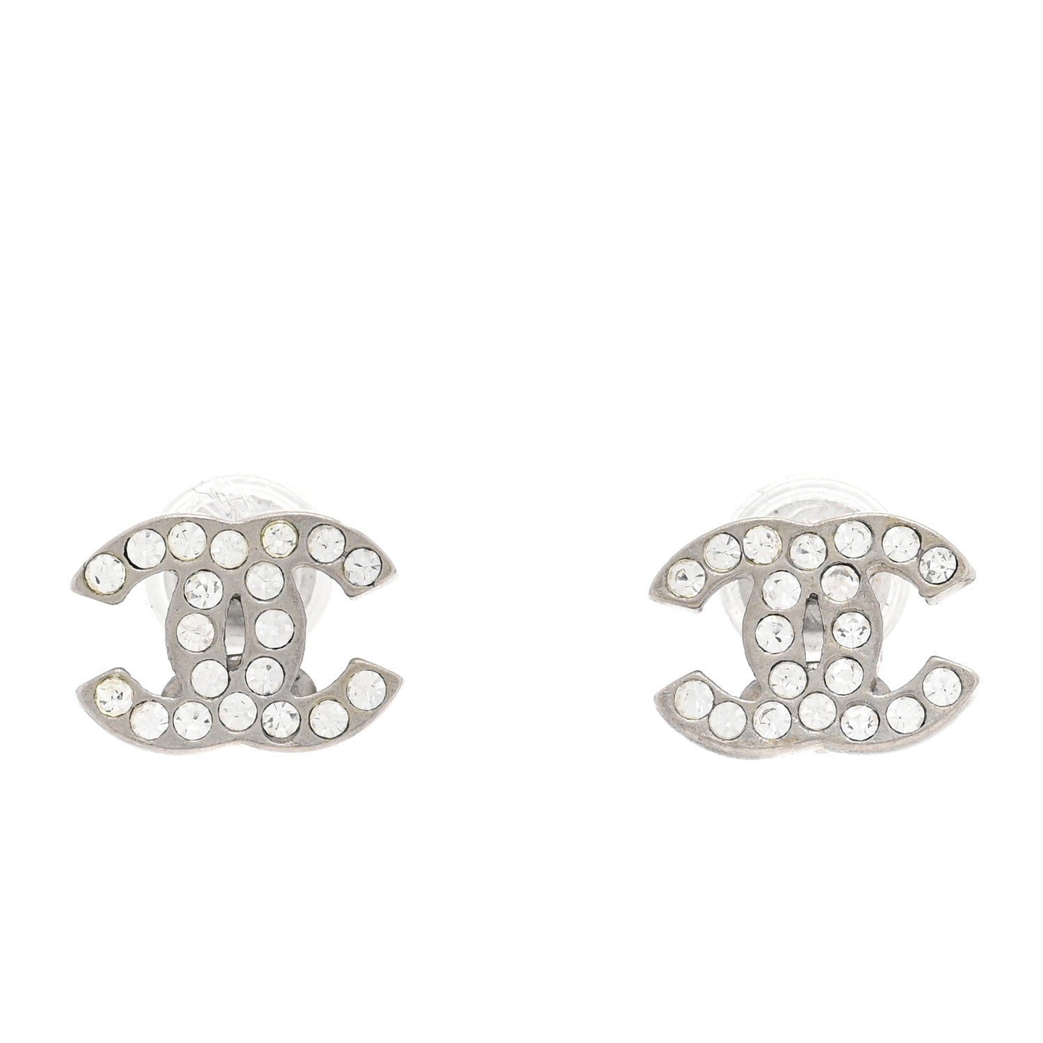 Chanel Crystal Mini Timeless CC Earrings Silver 1 of 6