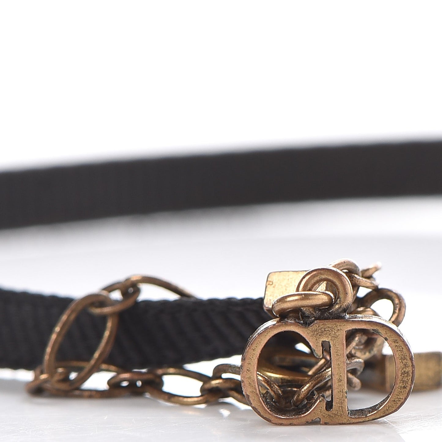 Grosgrain Ribbon Dior Logo Choker Necklace Black