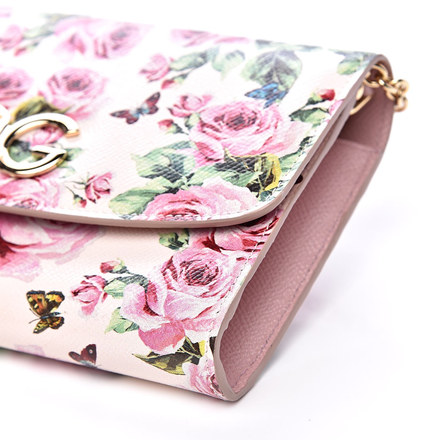 Dolce & Gabbana Dauphine Rose Print Wallet On Chain Pink 7 of 8