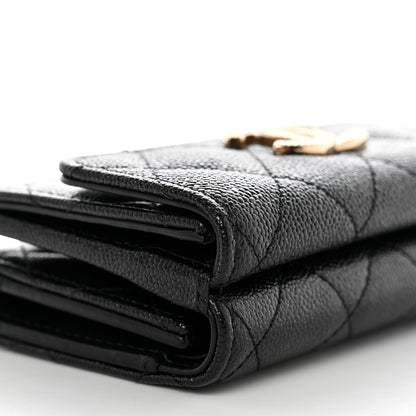 Chanel Caviar Quilted Studded CC Double Flap Wallet Black 12 of 14