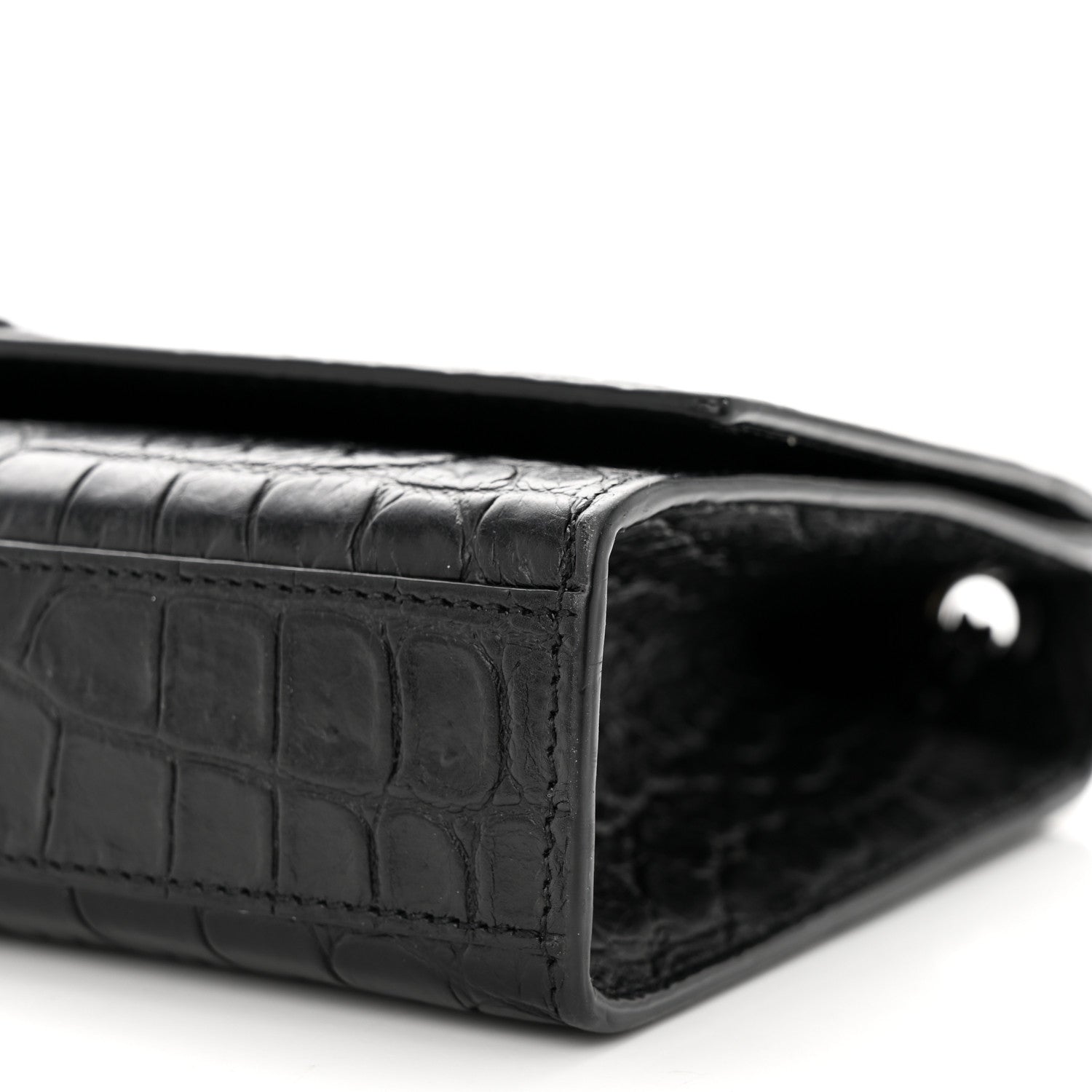 Saint Laurent Calfskin Crocodile Embossed Medium Classic Monogram Kate Satchel Black 9 of 10