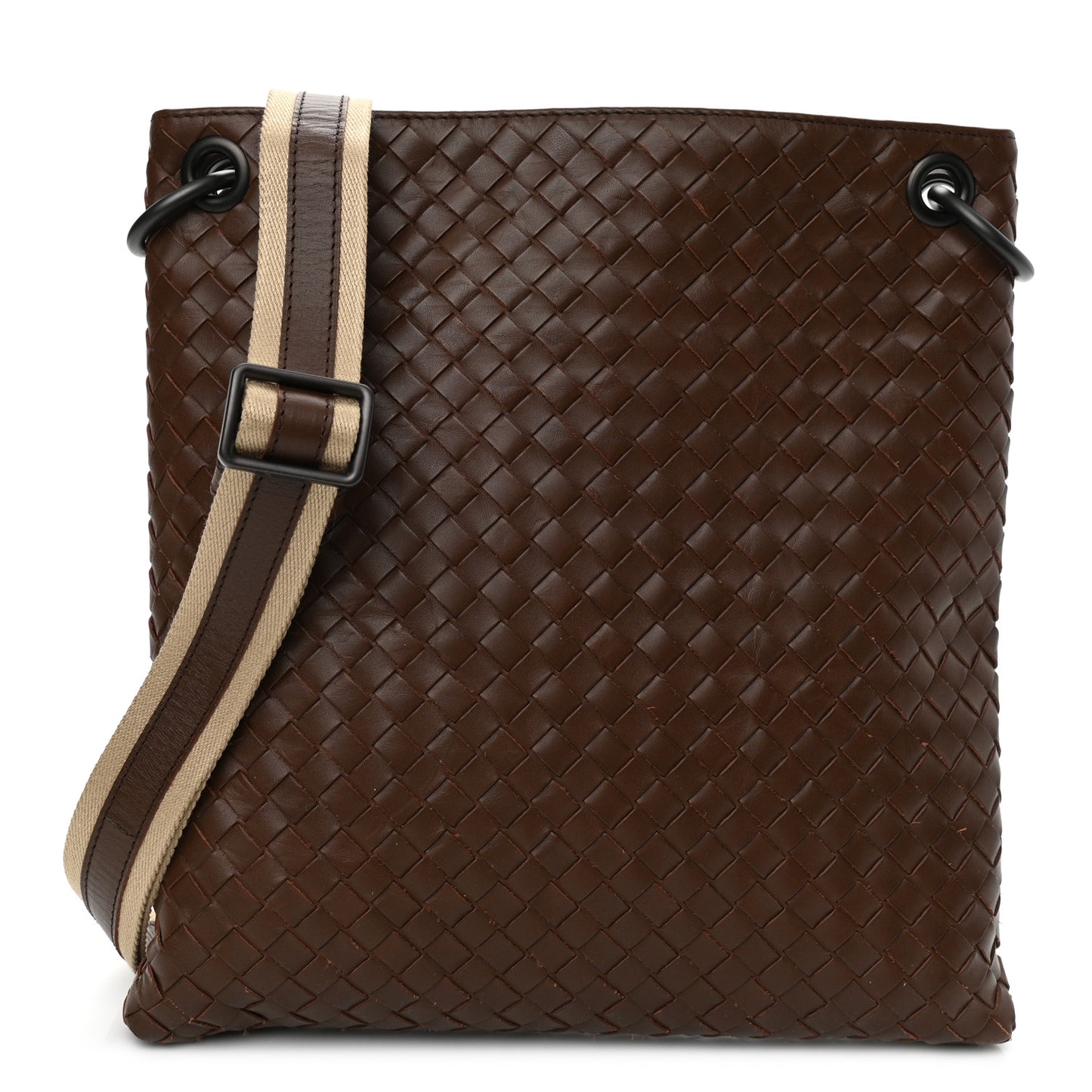 Nappa Intrecciato Crossbody Messenger Bag Brown