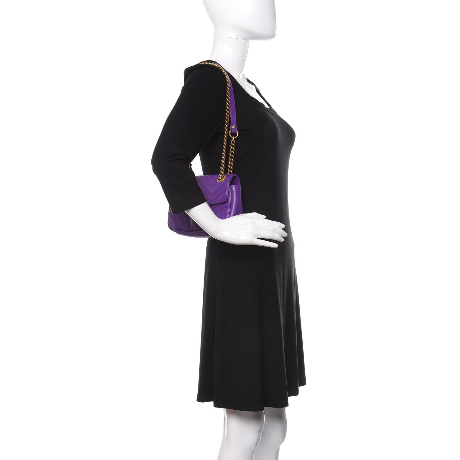 Gucci Calfskin Matelasse Mini GG Marmont Shoulder Bag Shine Purple 2 of 10